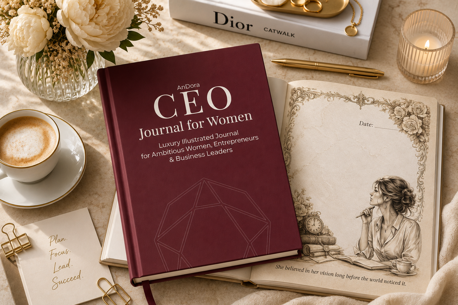 CEO Journal for Women: Luxury Illustrated Writing Notebook for Ambitious Women, Entrepreneurs & Business Leaders